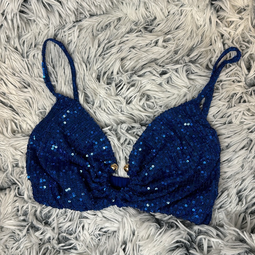 Blue sequin skirt set